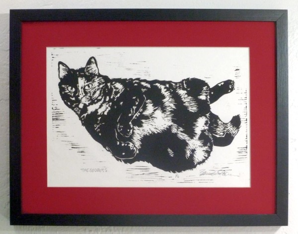 matted and framed block print