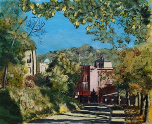 painting of autumn street scene