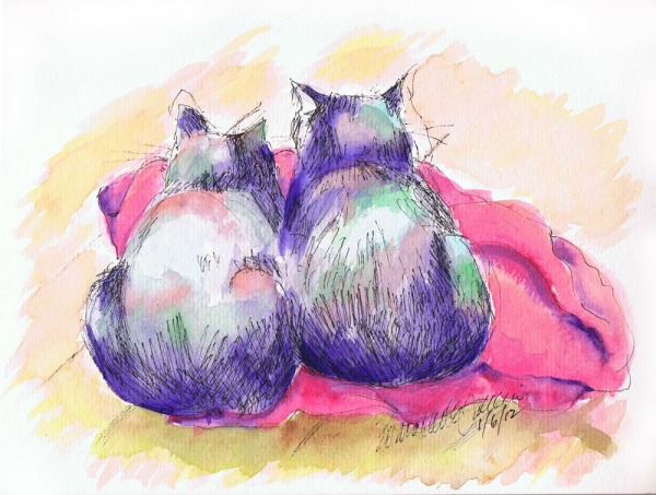 painting of two cats