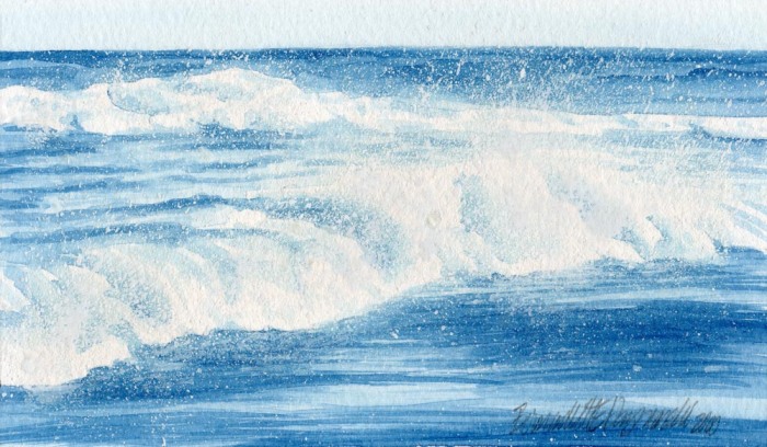 watercolor of waves